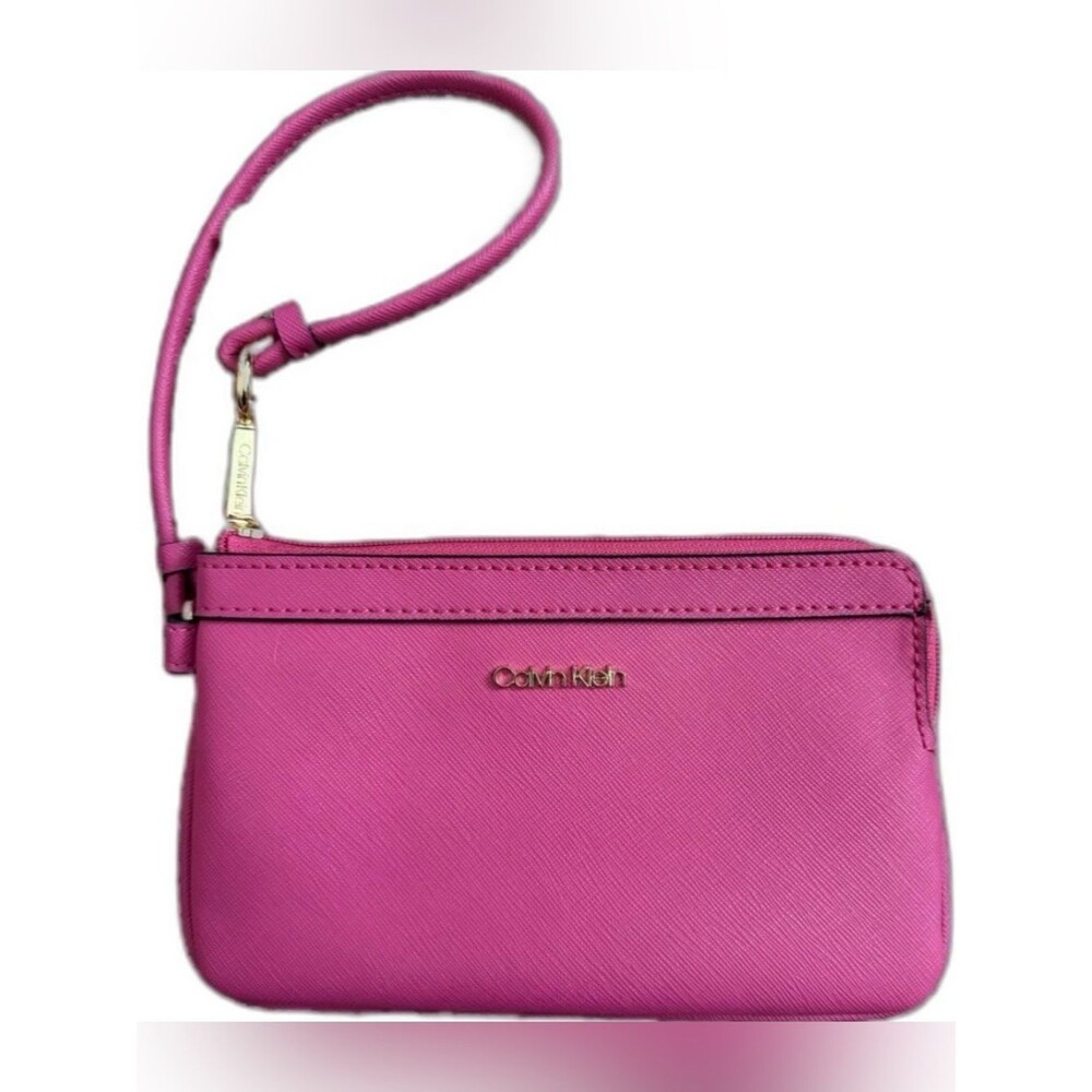 Calvin Klein Pink Gold Wristlet Clutch NWT Cash Card Holder Barbiecore